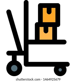 Hand-held pallet material handling unit with boxes loaded
