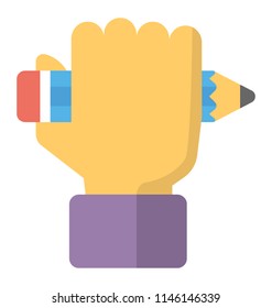 A handheld pencil showing the concept of author 