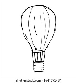 A hand-held picture of a balloon on the theme of sea travel. A sketch of the balloon painted with a pen. Vector eps illustration.