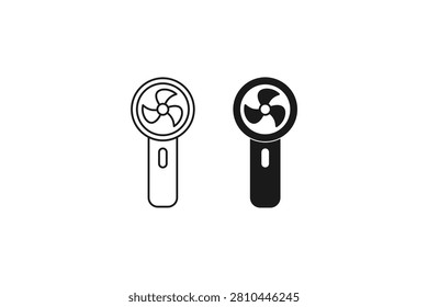 handheld portable mini fan usb rechargeable pocket fan cooling device outline and solid icon