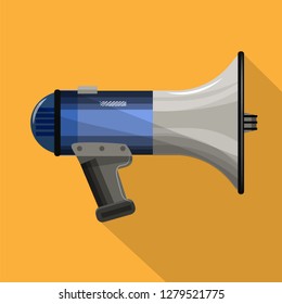 Handheld portable speaker, megaphone. Multiple flet. Visual image, icon, symbol, sign. Vector illustration