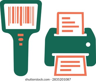 Handheld POS terminal wireless barcode scanner device vector illustration isolated