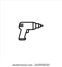 Handheld power drill symbol for construction and home improvement. A simple outline of an electric tool for assembly, isolated on a white background.