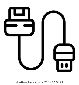 Handheld power icon outline vector. Digital energy adapter. Device charging accessory