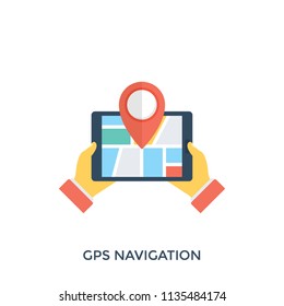 
Handheld smartphone with the map and location  sign representing gps 
