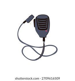 Handheld speaker microphone connecting to a two way radio, providing essential direct communication for security, police, and emergency services personnel in the field