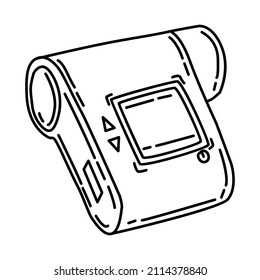Handheld Spirometer Part of Electronic for Hospital Device Hand Drawn Icon Set Vector.