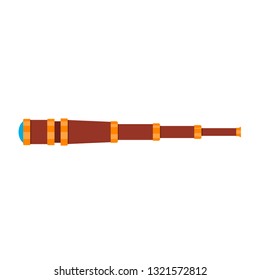 Handheld telescope cosmos equipment vector icon observation. Astronomy spy glass device vision. Flat science discovery
