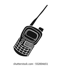 Handheld transceiver icon in black style isolated on white background. Paintball symbol stock vector illustration.