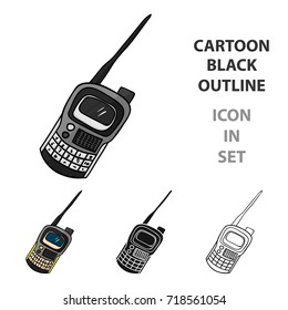 Handheld transceiver icon in cartoon style isolated on white background. Paintball symbol stock vector illustration.