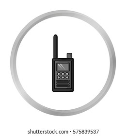 Handheld transceiver icon in monochrome style isolated on white background. Museum symbol stock vector illustration.