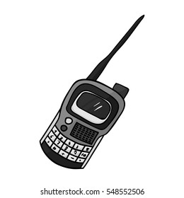 Handheld transceiver icon in outline style isolated on white background. Paintball symbol stock vector illustration.