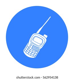 Handheld transceiver icon in outline style isolated on white background. Paintball symbol stock vector illustration.