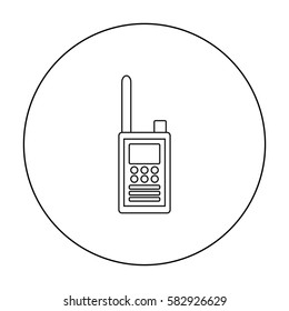 Handheld transceiver icon in outline style isolated on white background. Museum symbol stock vector illustration.