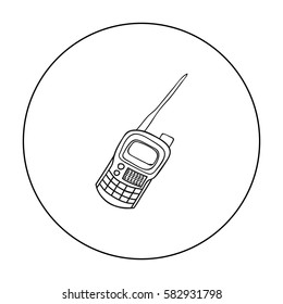 Handheld transceiver icon in outline style isolated on white background. Paintball symbol stock vector illustration.