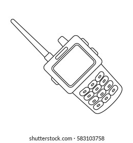 Handheld transceiver icon in outline style isolated on white background. Police symbol stock vector illustration.