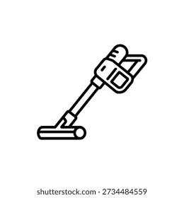 Handheld vacuum cleaner icon in black outline on white background