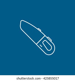 Handheld Vacuum Cleaner Line Icon On Blue Background