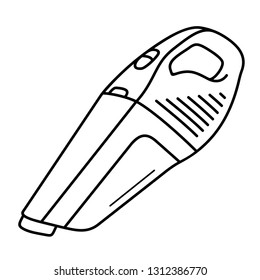 Handheld vacuum cleaner. Vector outline icon isolated on white background.