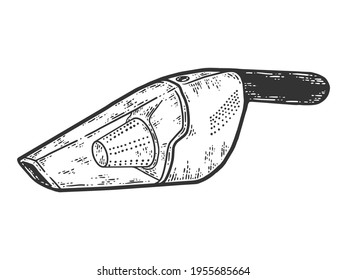 Hand-held vacuum cleaners. Sketch scratch board imitation. Black and white.
