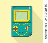 Handheld video game console from the 90s. Retro portable console. Classic 8-bit console. Isolated image vector on white background.