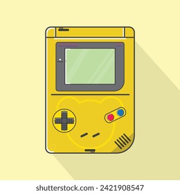 Consola de videojuegos de agenda electrónica de los 90. Consola retro portátil. Consola clásica de 8 bits. Vector de imagen aislado sobre fondo blanco.