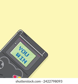 Handheld video game console from the 90s. Retro portable console. Classic 8-bit console. Isolated image vector on white background. you win and you lose vector illustration.