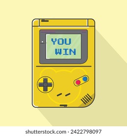 Consola de videojuegos de agenda electrónica de los 90. Consola retro portátil. Consola clásica de 8 bits. Vector de imagen aislado sobre fondo blanco. usted gana y pierde la ilustración vectorial.