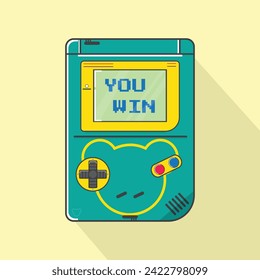 Handheld video game console from the 90s. Retro portable console. Classic 8-bit console. Isolated image vector on white background. you win and you lose vector illustration.