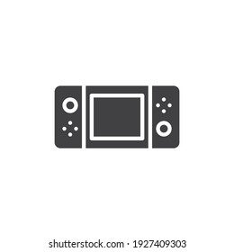 Icono vectorial de consola de videojuegos de mano. signo plano relleno para concepto móvil y diseño web. Icono de glifo de gamepad de agenda electrónica. Símbolo, ilustración del logotipo. Gráficos vectoriales