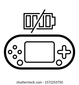 Hand-held Video Game with Low Battery Sign Vector Icon Design