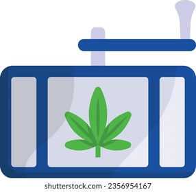 Concepto de Weed Grinder de mano, diseño de ícono de color vectorial de Crusher Hemp Manual, símbolo de cannabis y marihuana, signo de thca y cbda, ilustración recreativa de plantas medicinales