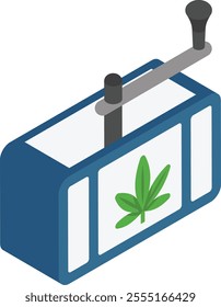 Handheld Weed Grinder isometric concept, Manual Hemp Crusher vector icon design, Cannabis and marijuana symbol, thca and cbda sign, recreational herbal drug stock illustration