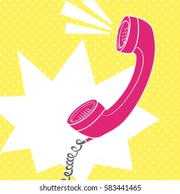 Handhold telephone Pop art style