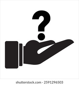 Hand-holding question mark icon silhouette vector flat illustration design on a white background