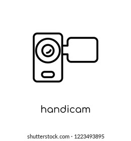 Handicam icon. Trendy modern flat linear vector Handicam icon on white background from thin line Cinema collection, editable outline stroke vector illustration