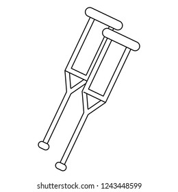 Handicap crutches symbol black and white