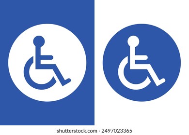 handicap disable on wheelchair icon. isolated disabled wc signs.