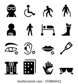 Handicap and Disabled people icon set