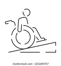Handicap or Disabled thin line icon. Vector illustration wheelchair, older, handicapped, deaf and Social issue outline icon 