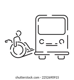 Handicap or Disabled thin line icon. Vector illustration wheelchair, older, handicapped, deaf and Social issue outline icon. bus station transport  