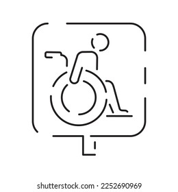 Handicap or Disabled thin line icon. Vector illustration wheelchair, older, handicapped, deaf and Social issue outline icon 