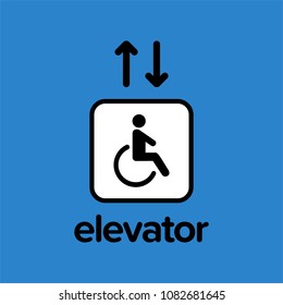 Handicap Elevator Sign Vector Illustration with Up and Down Arrows