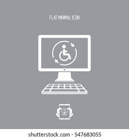 Handicap full assistance online - Vector flat icon
