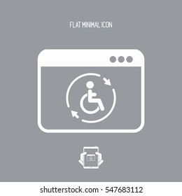 Handicap full assistance online - Vector flat icon