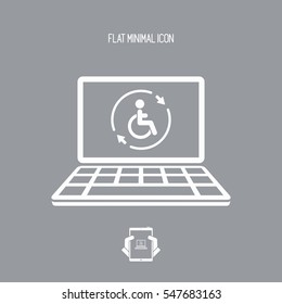 Handicap full assistance online - Vector flat icon