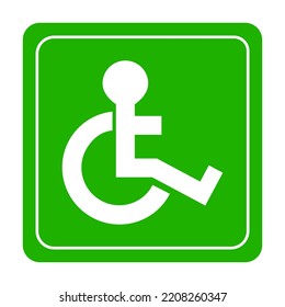 handicap icon button isolated on green background.