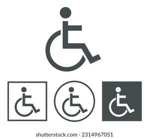 handicap icon set, disabled people on wheelchair