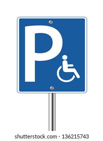 Handicap parking traffic sign on white