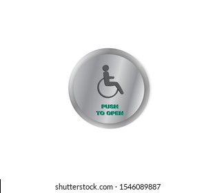 Handicap push to open button, sign symbol background, vector illustation.